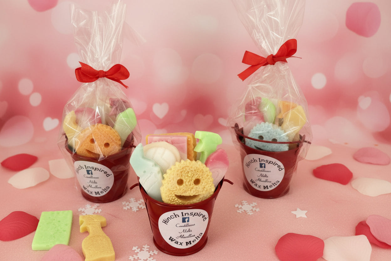 Hinch Type Wax Melts In a Red Bucket